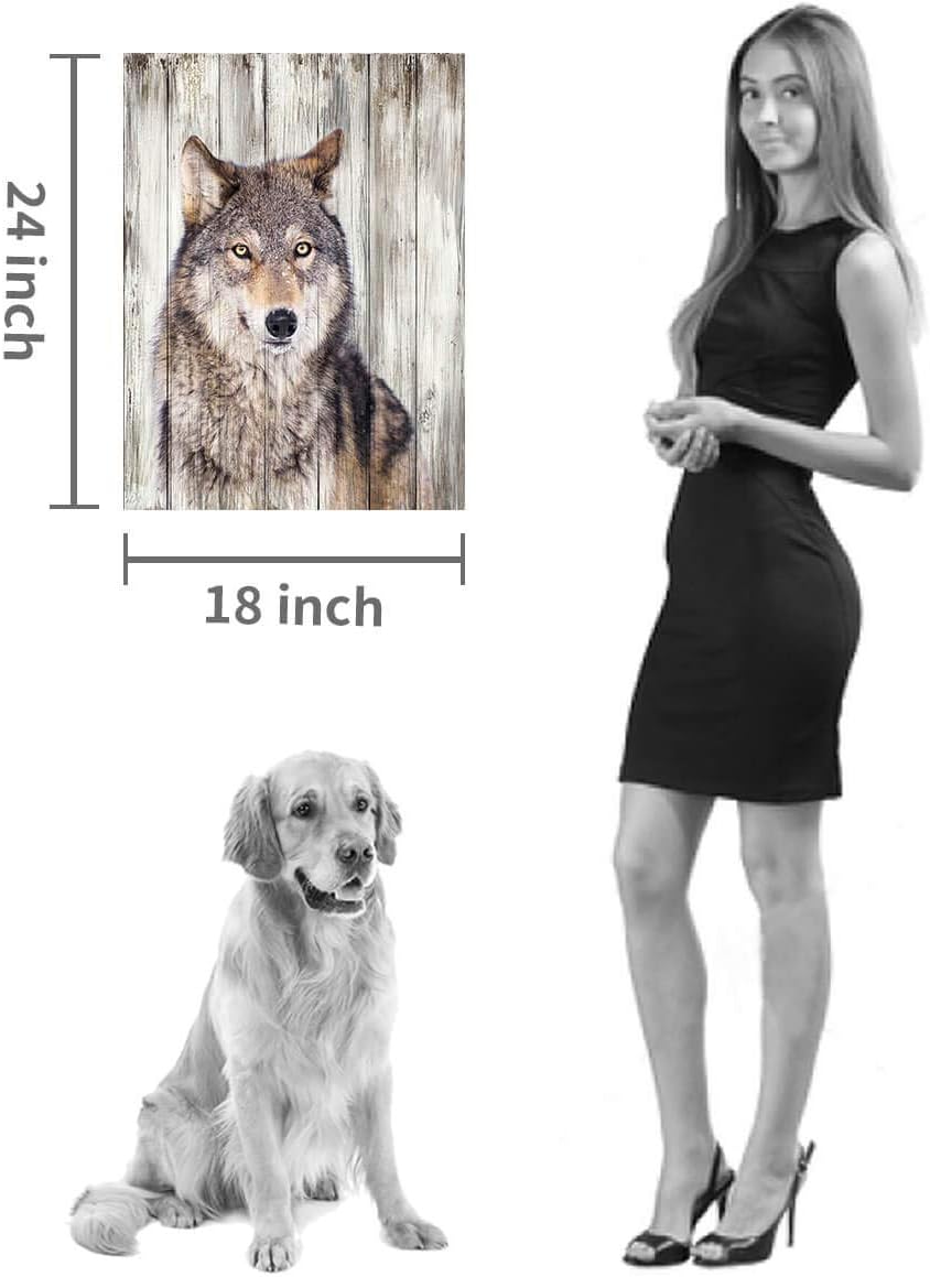 Hardy Gallery グレーウルフウォールアートプリント：野生動物アートワーク絵画キャンバスリビングルーム装飾（24インチ&times;1