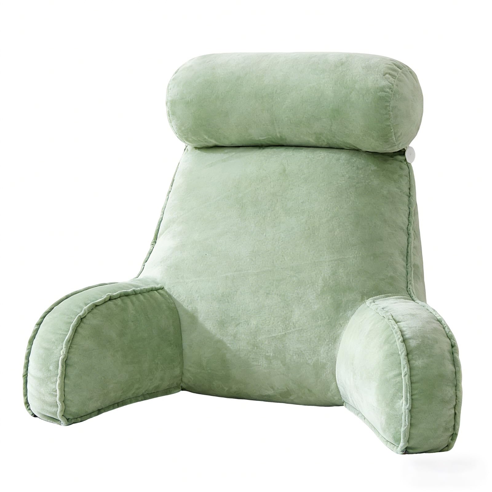 Extra Großes Lesekissen mit Abnehmbarer Hülle, Ergonomisches Rückenstützkissen für Bett/Sofa, Gefüllt mit Hohlfaser, Für Erwachsene & Kinder, Grün