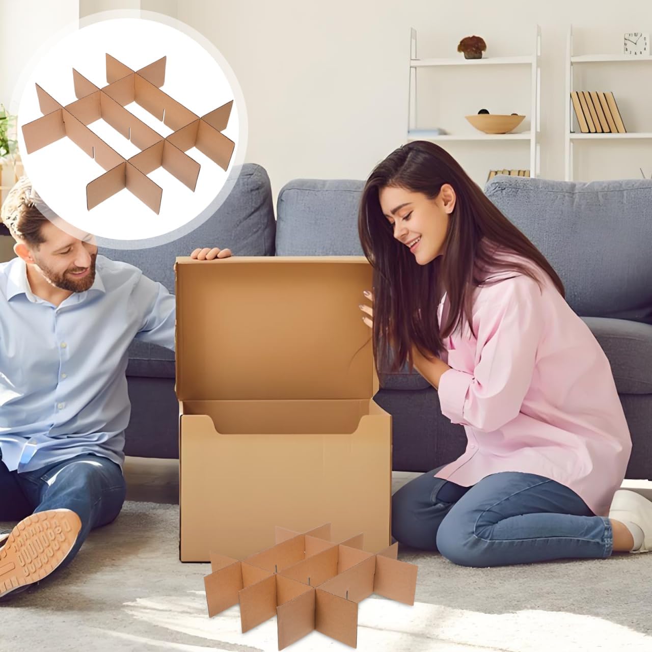 MAGICLULU 5-Pack Cardboard Box Dividers, 13.18x3.14 Inch Carton Partition Inserts for Glassware Protection, Corrugated Paperboard Grids for Shipping and Moving Supplies, Khaki