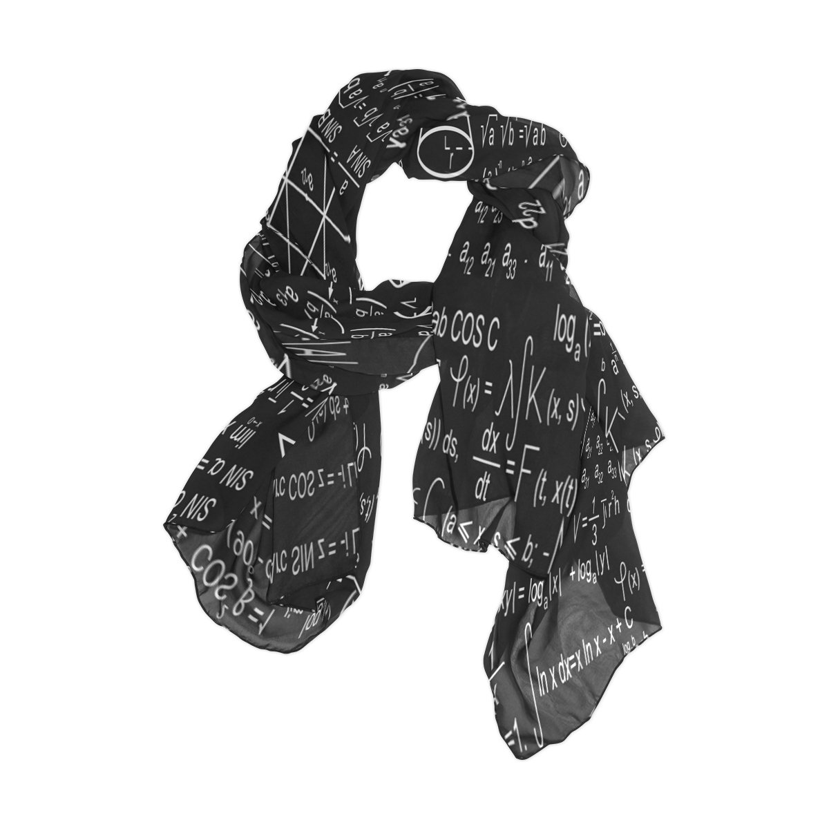 Use7 Women's Multicoloured Math Linear Mathematics Education Circle Lightweight Chiffon Silk Long Scarf Shawl Wrap