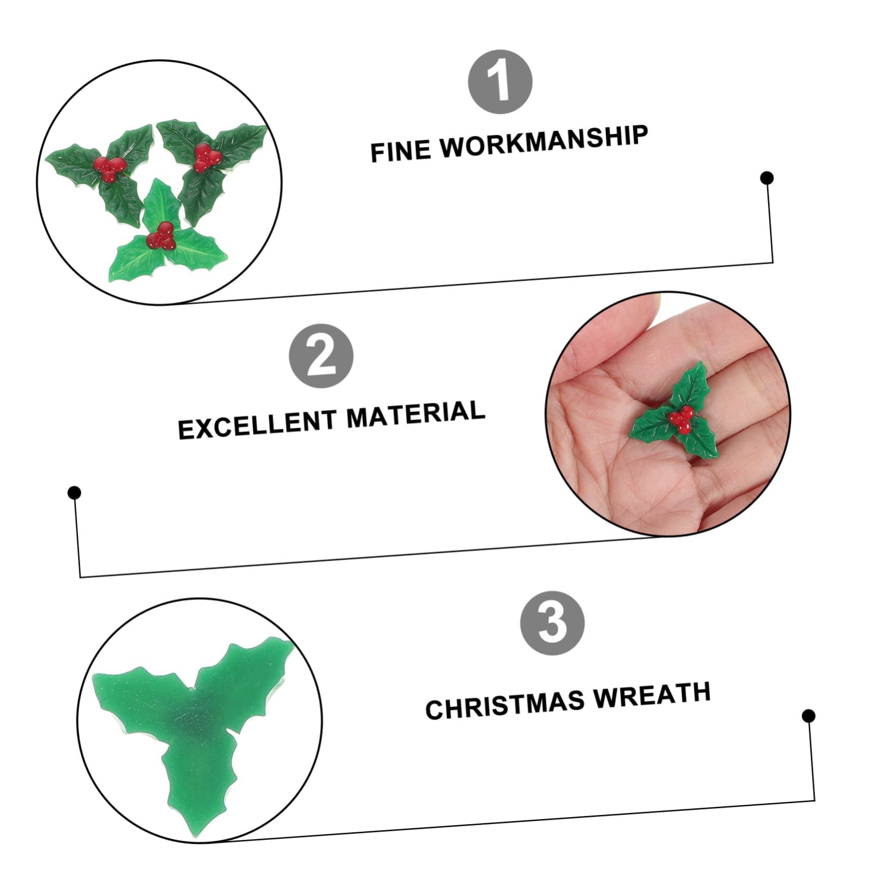 Abaodam Lot De 5 Décorations De Noël en Résine Houx Feuilles Baies Couronne De Sapin De Noël 30 Pièces X 5