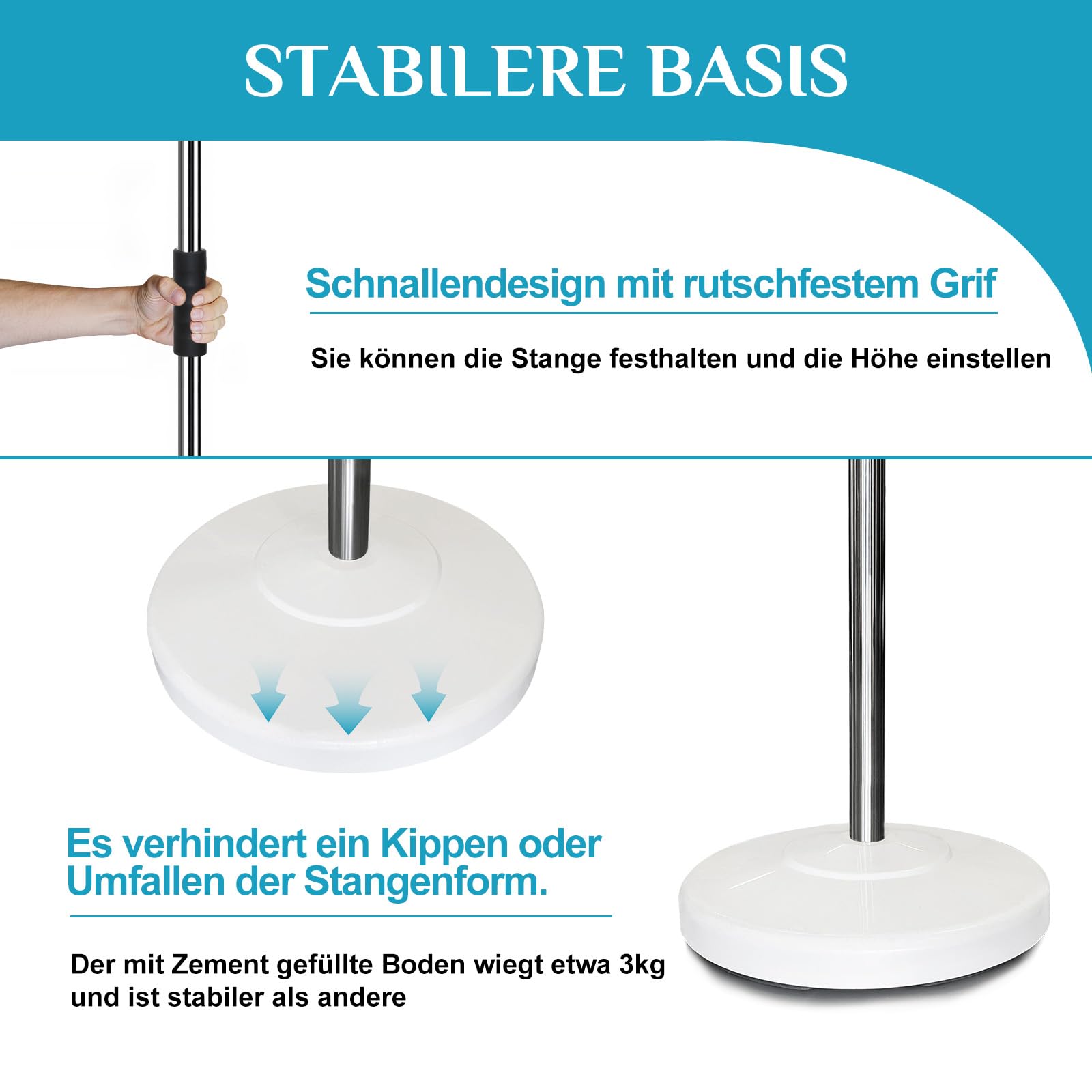 Support à perfusion réglable en hauteur de 113 à 195 cm, avec 4 crochets et base robuste, kit de perfusion médical, portable, porte-perfusion avec porte-perfusion amovible