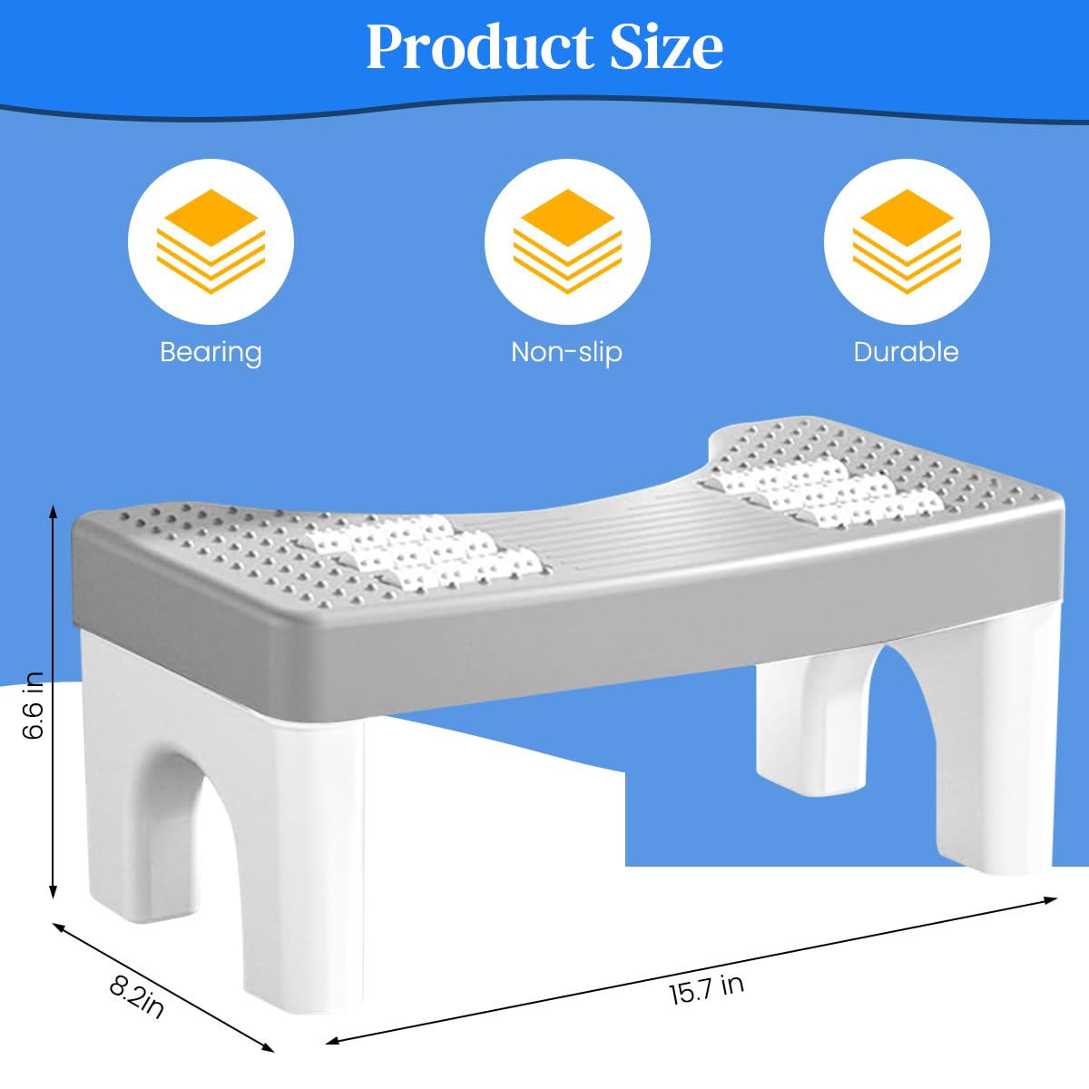 HASTHIP Pvc Foot Massage Squatty Potty for Adults Elders 2 in 1 Bathroom Toilet Stool with 6 Foot Massager Rollers Anti-slip Bumps Surface Squatty Potty, 40x21x17cm - Image 2 thumbnail