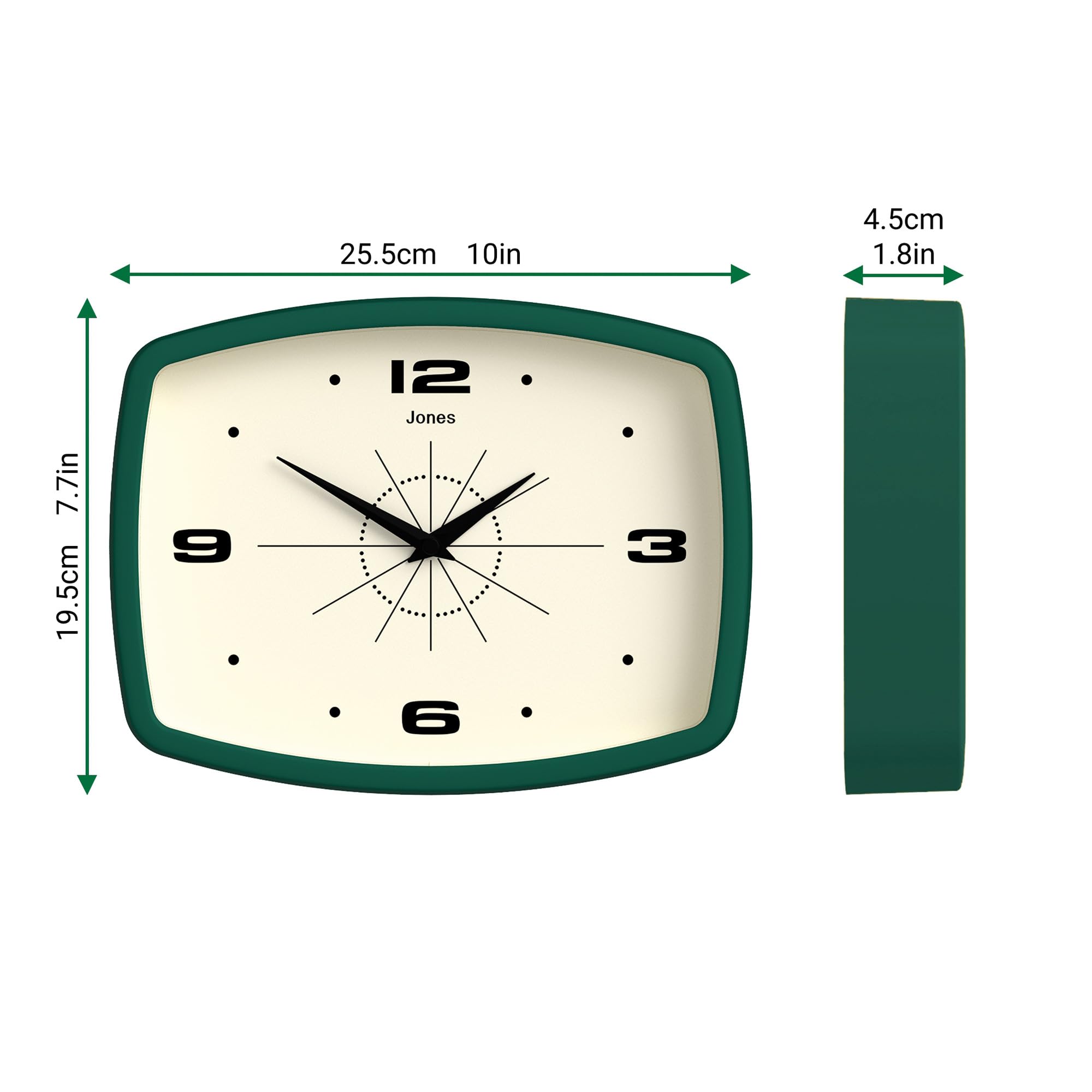 Jones Clocks® Movie wall clock, Eden Green, 19.5 x 25 x 4.5 cm - Image 3
