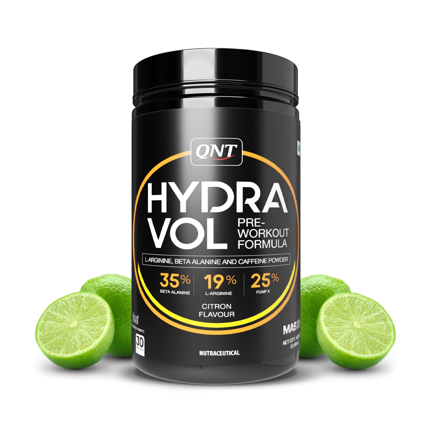 QNT Hydravol Pre-Workout Supplement | 400g | Citron | Instant Energy & Quick Muscle Pump | Beta-Alanine & Caffeine For Enhanced Focus & Muscle Strength