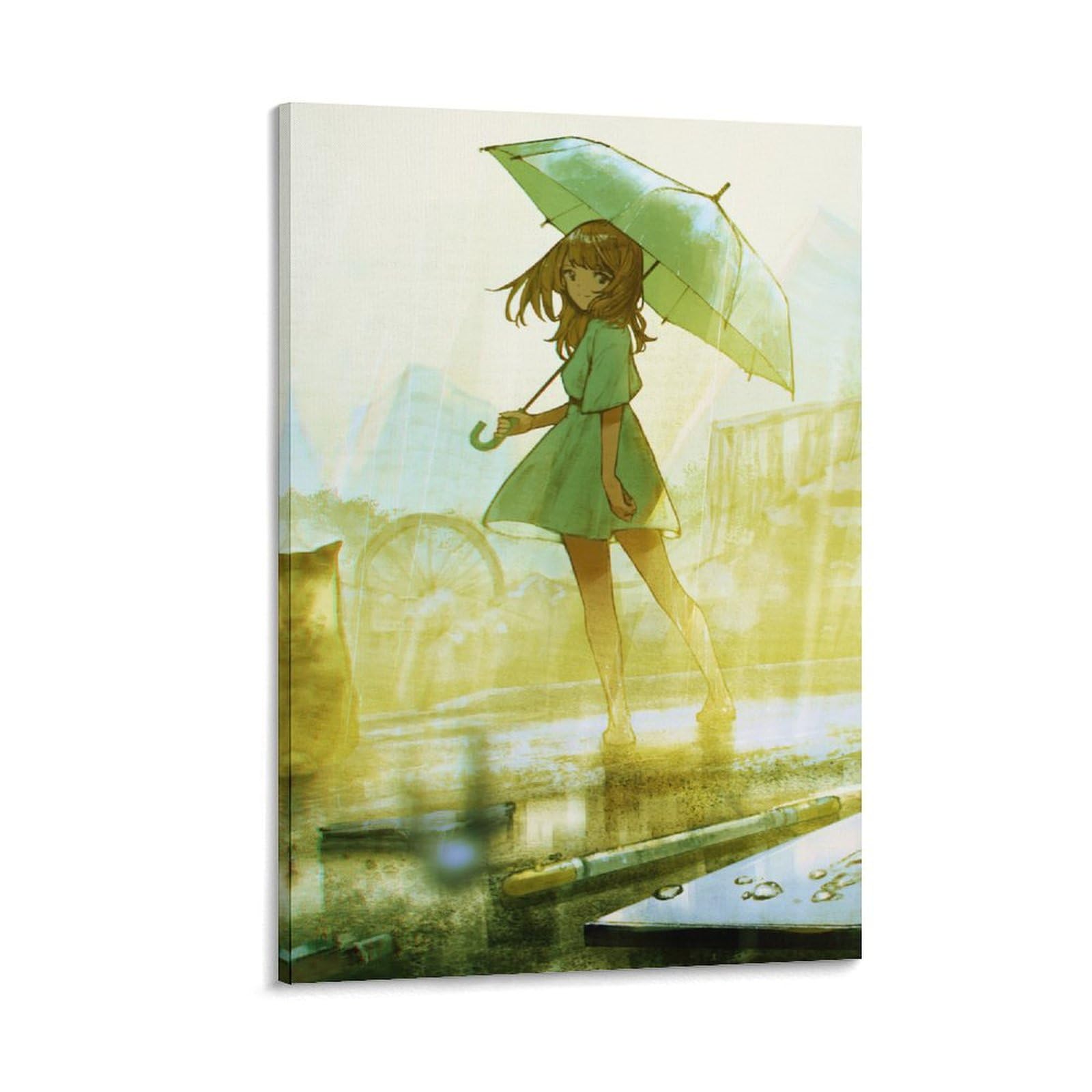 Amazon.co.jp: 雨の中で傘を持つアニメの女の子のポスター1ポスター