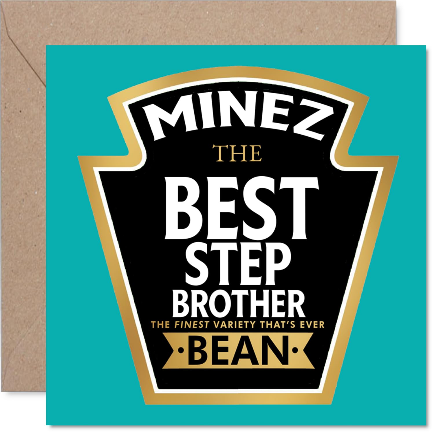 Step Brother Birthday Card - Ever Bean - Happy Birthday Card for Step Brother from Sister Sibling, 145mm Product Label Style Bday Greeting Cards