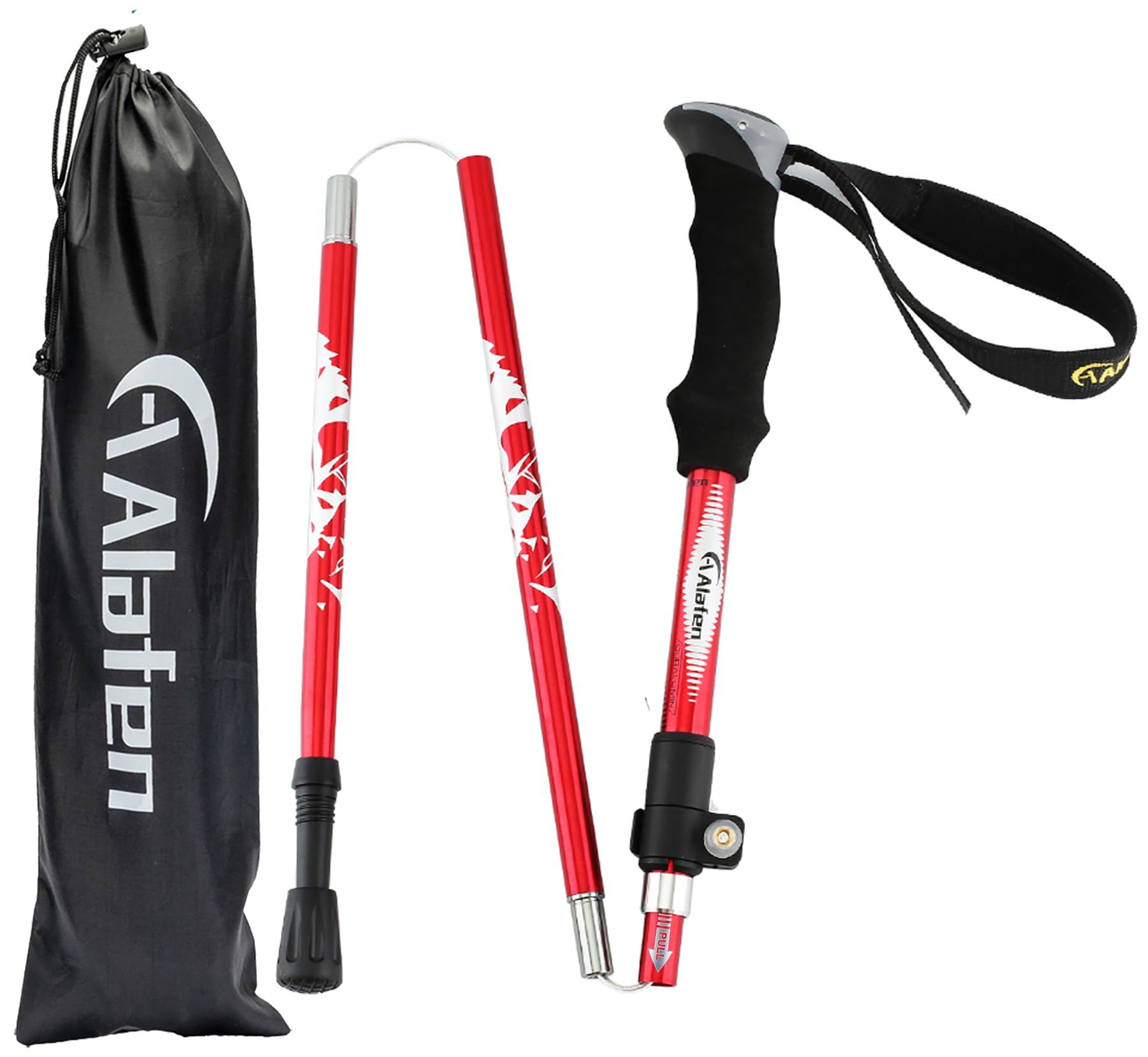 A ALAFEN Aluminum Collapsible Ultralight Travel Trekking Hiking Pole for Men and Women