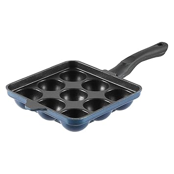 Vinod Zest Non-Stick 3 Layered Coating 9 Pits Square Paniyarakkal with Handle,3mm Thickness,Metal Spoon Friendly - (Gas Stove Compatible) Blue
