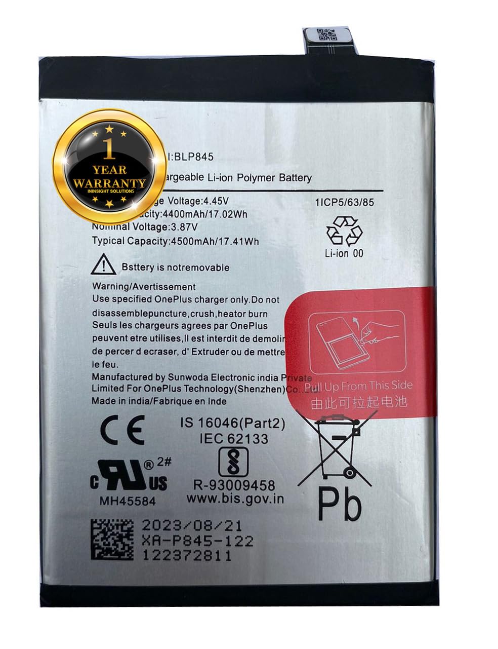 Original BLP845 Battery for Oneplus Nord CE 5G