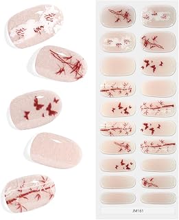 KING HORSE Semi Cured Gel Nail Strips Long Lasting Semi-Cured Gel Nail Stickers Waterproof Semicured Gel Nail Wraps Work with Any UV/LED Lamp