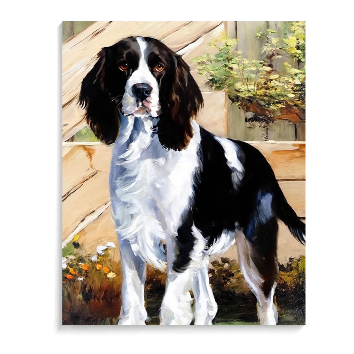 DIY Paint by Numbers Springer Spaniel Dog on Canvas Painting Kits for Adult, Beginner Oil Painting Kits Gift 16x20inch(40x50cm) Frameless