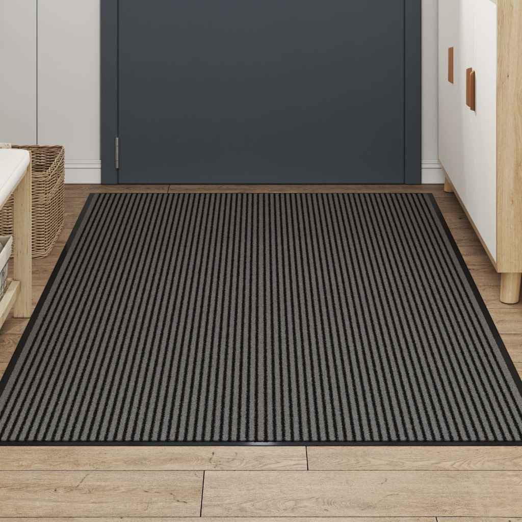 Zerbino a Strisce Nere e Grigie 115x200 cm,Zerbino Ingresso,Zerbino Impermeabile,Lavabile,Resistente allo Sporco,Tappetino Antiscivolo -4105597