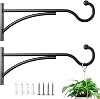 saffruff 2 Pack 28cm Hanging Basket Brackets Outdoor,Wall Hooks for Hanging Baskets & Bird Feeders, Heavy Duty Metal Garden Brackets for Fence, Lantern, Wind Chimes, Indoor Plant Hanger, Black