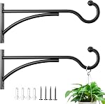 11 Inch 2 Pack Outdoor Plant Hanging Hooks for Wall:Metal Bracket for Hanging Baskets, Bird Feeders, Wind Chimes, Flower Baskets, Yoga Mat, Lanterns, Black