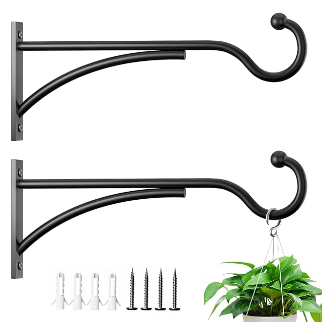 11 Inch 2 Pack Heavy Duty Plant Hangers Outdoor Metal Plant Brackets for Hanging Baskets Plant Wall Hooks