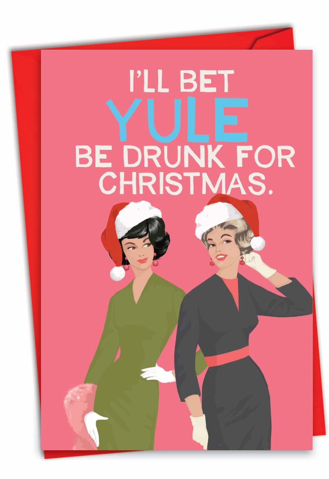 CBH5 Carte De Noël Humoristique – Tis The Season For Warm Drinks – Cartes De Blague Pour Noël – Cartes De Vœux De Travail Père Noël Secret – Banter Novelty