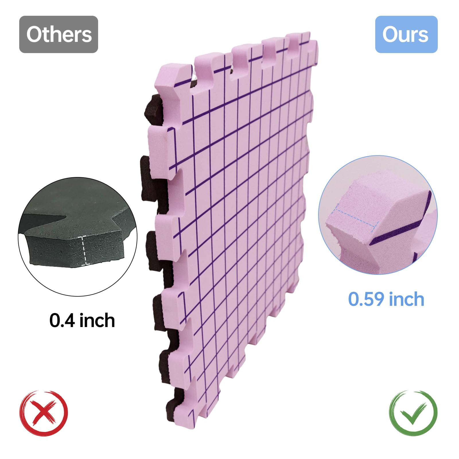 Blocking Mats for Knitting & Crochet Projects 0.59Inch Thickness Crochet Blocking Board 9 Pack, 150 T-Pins and 1 Storage Bag, Blocking Board for Crocheting Knitting Blocking Mats and Pins (Pink)