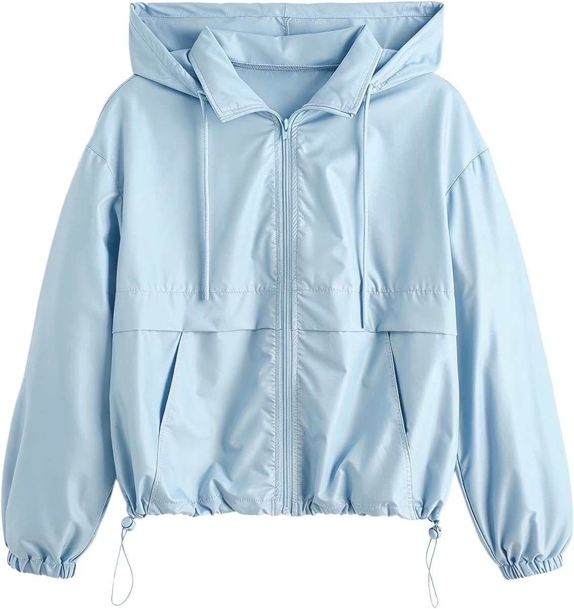 Verdusa Women's Zip Up Lightweight Windbreaker Jacket Sport Casual Workout Hoodie Outerwear with Pockets Rainy Day Outfits