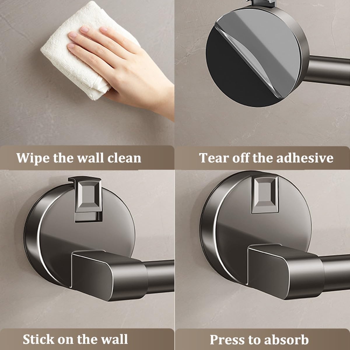 Genérico Toallero De Aluminio Espacial, Ventosa Resistente, Sin Taladrar, | Espacio Entre Separadores De 40 Cm Para Un Secado Rápido, Apto Para Baños Y Cocinas ( Color 30 cm / 11.8 in)