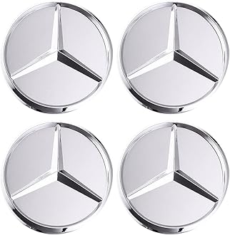 4PCS Wheel Center Caps for Mercedes Benz A C E S Class GLK CLA GLA GLC GLE CLS SLK Series, 75mm/2.95" Car Wheel Hub Caps ABS Rim Center Hub Cover (Silver)