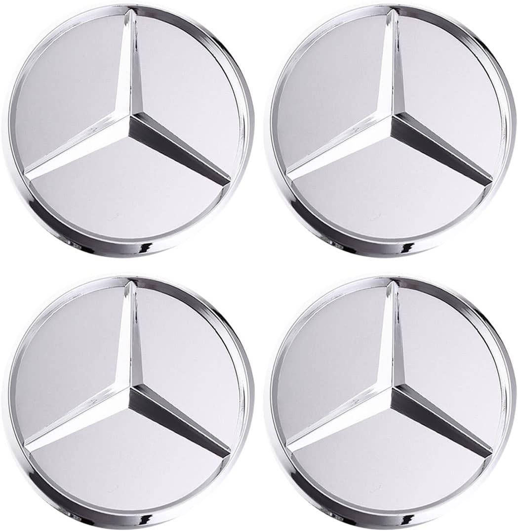 4PCS Wheel Center Caps for Mercedes Benz A C E S Class GLK CLA GLA GLC GLE CLS SLK Series, 75mm/2.95" Car Wheel Hub Caps ABS Rim Center Hub Cover (Silver)