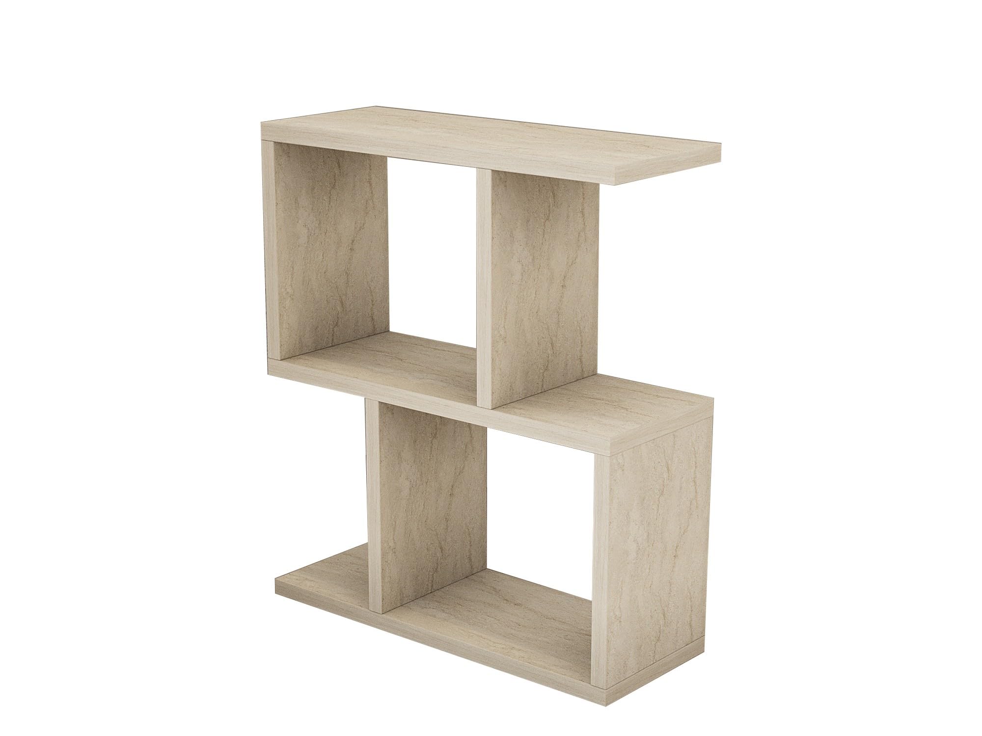 Hanah Home Elegant Side Table, travertino Color, 45 x 51,4 x 17 cm, 100% melamina, Tablero de partículas Recubierto de melamina, 18 mm de Grosor, diseño de mármol Elegante para Espacios Modernos