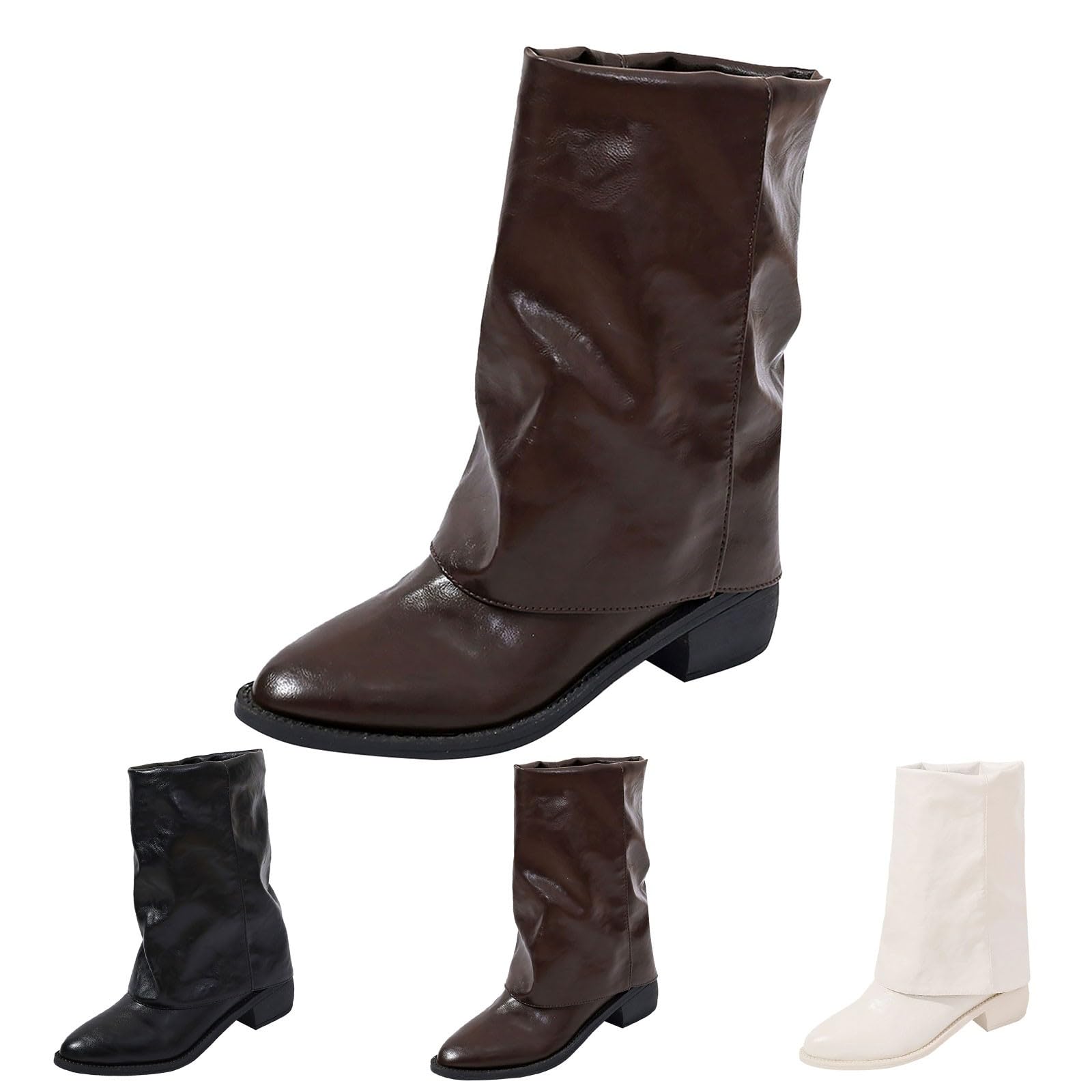Bottines à talon pour femme - Élégantes - Pliables - Talon bloc