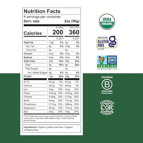 Chickapea Organic Chickpea Pasta - Spirals, Penne, Shells Variety Pack - 8 oz (Pack of 6)