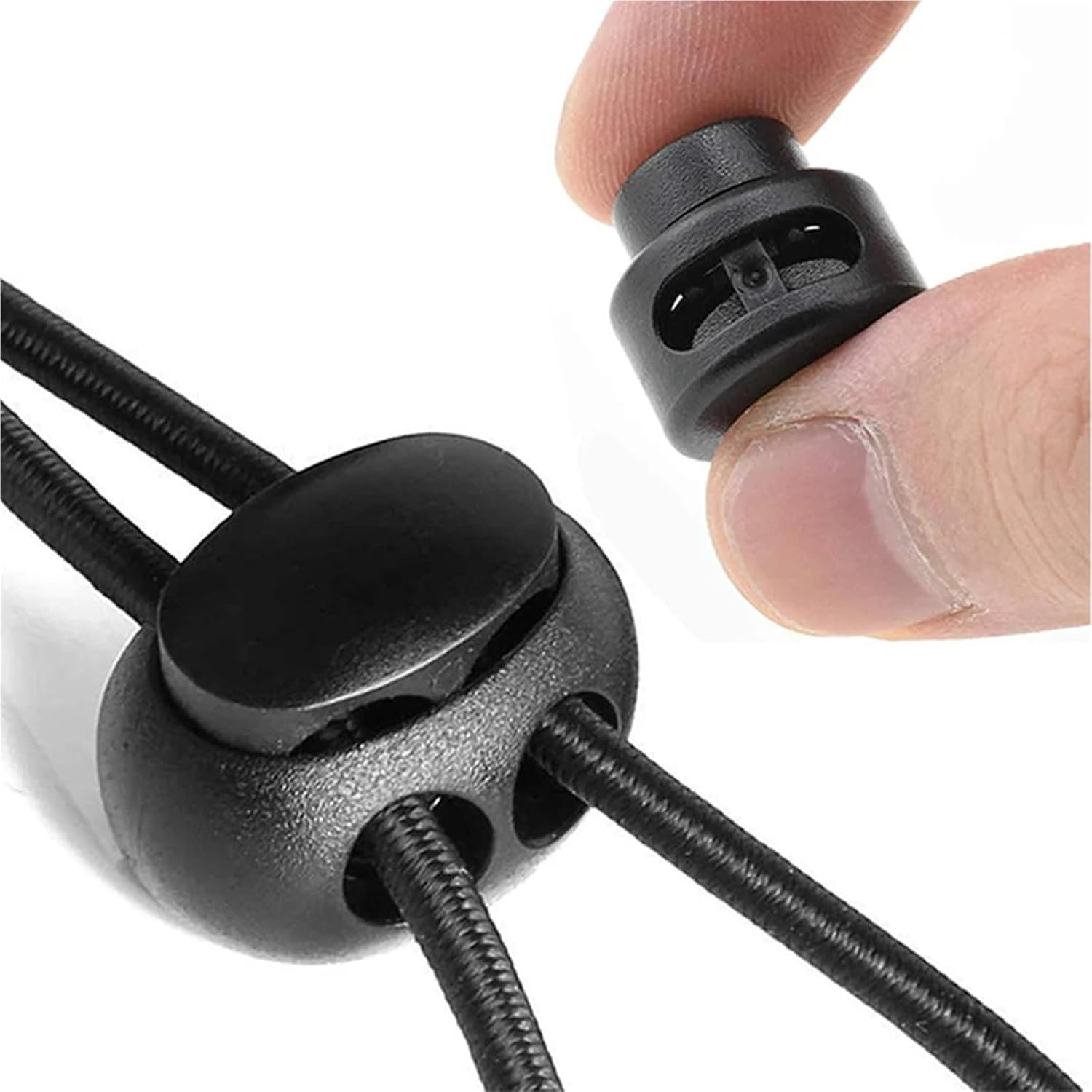 Cord Locks 100pcs Plastic Cord Locks Single Double Hole Spring Stop Toggle Stoppers for Drawstrings Shoelaces Bags for Drawstring