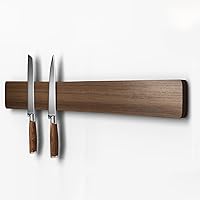 Vista 17 de Soporte magnético para cuchillos de pared, tira magnética de cuchillos de madera de acacia sin necesidad de perforación, soporte magnético
