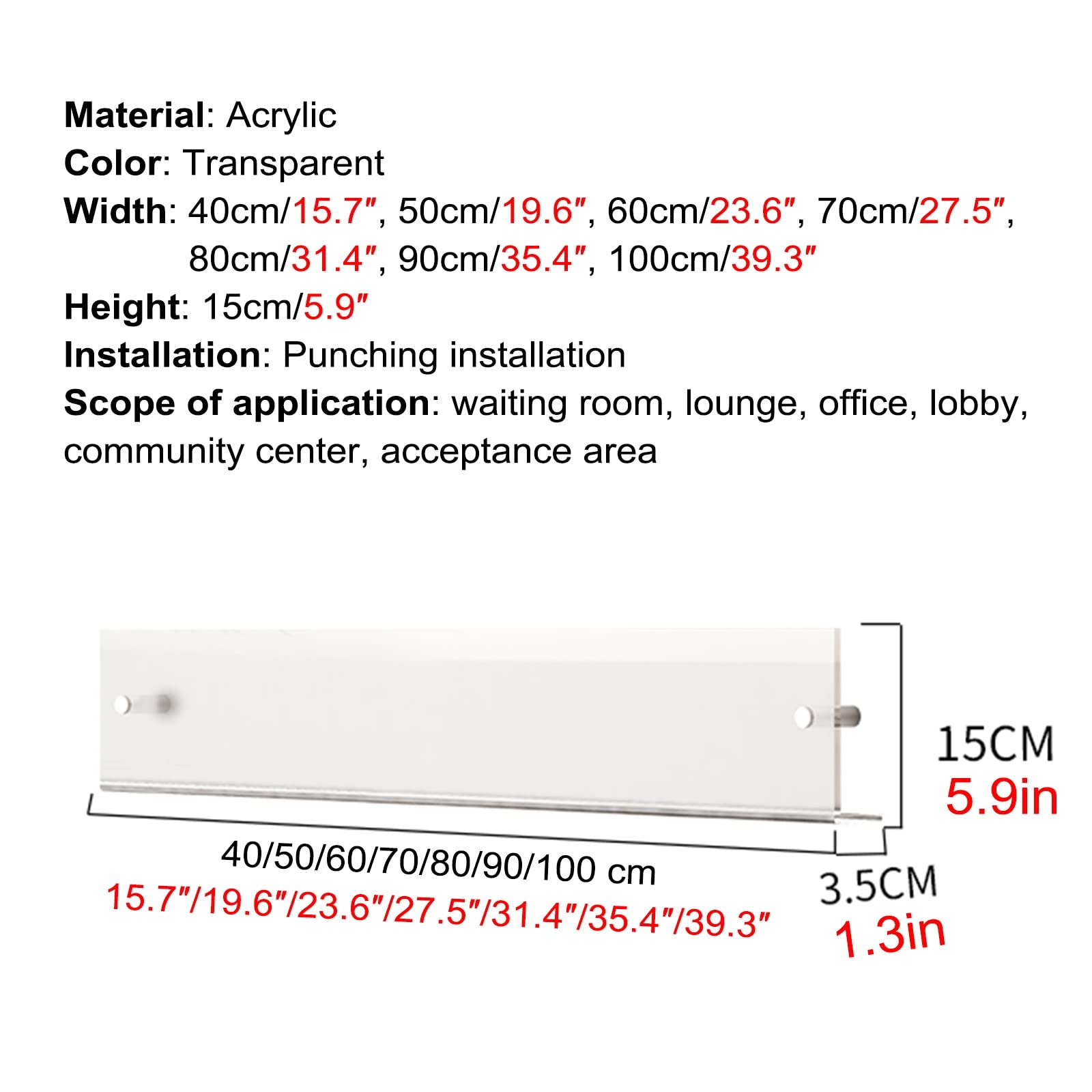 Akrylowy organizer na czasopisma, stojak ścienny do ekspozycji literatury, szary 99,8 cm, szeroki uchwyt na broszury, idealny do czasopism, gazet i literatury, szer. 100 cm