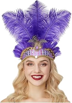 サンバダンス/カベッサ頭飾り Amazon.co.jp: [JoyLWOK] 羽根 髪飾り ベリーダンスサンバ飾りヘッド