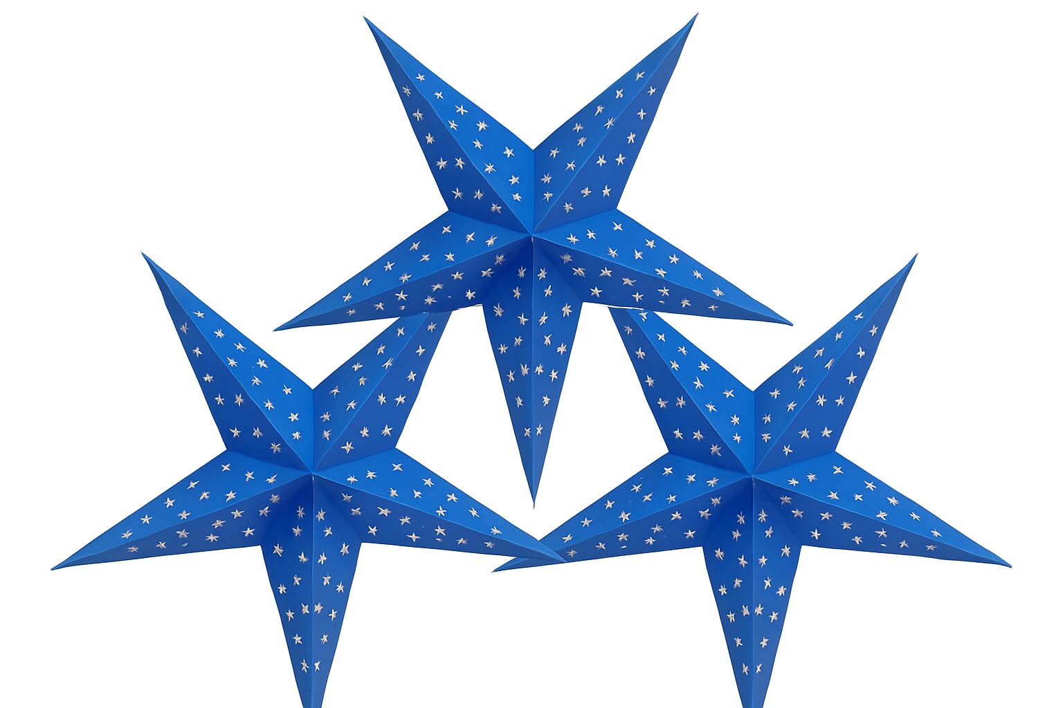60cm Paper Star Lantern – Hanging Star Lampshade Light for Christmas Window Decoration, Wedding Party & Home Décor – Foldable 5 Point Star Light Shade (3, Blue)
