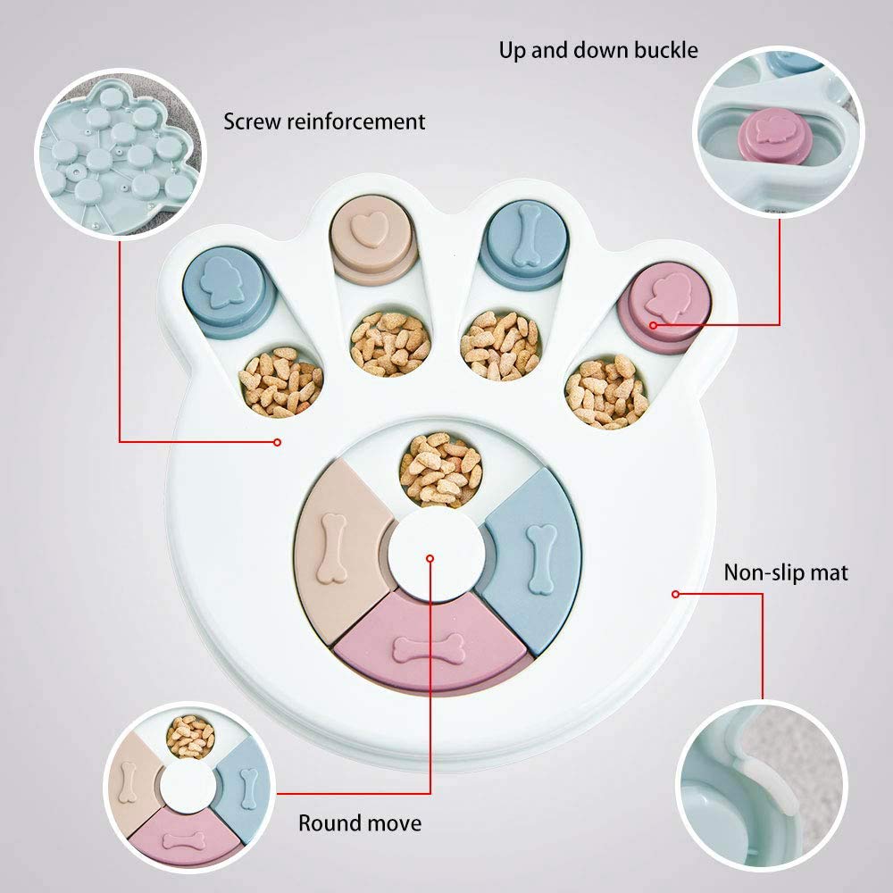 PetVogue Ciotola per cani con alimentazione lenta, giocattolo puzzle per erogare dolcetti, giocattoli da gioco per animali domestici per addestramento QI e mangimi, dispenser interattivo per alimenti,