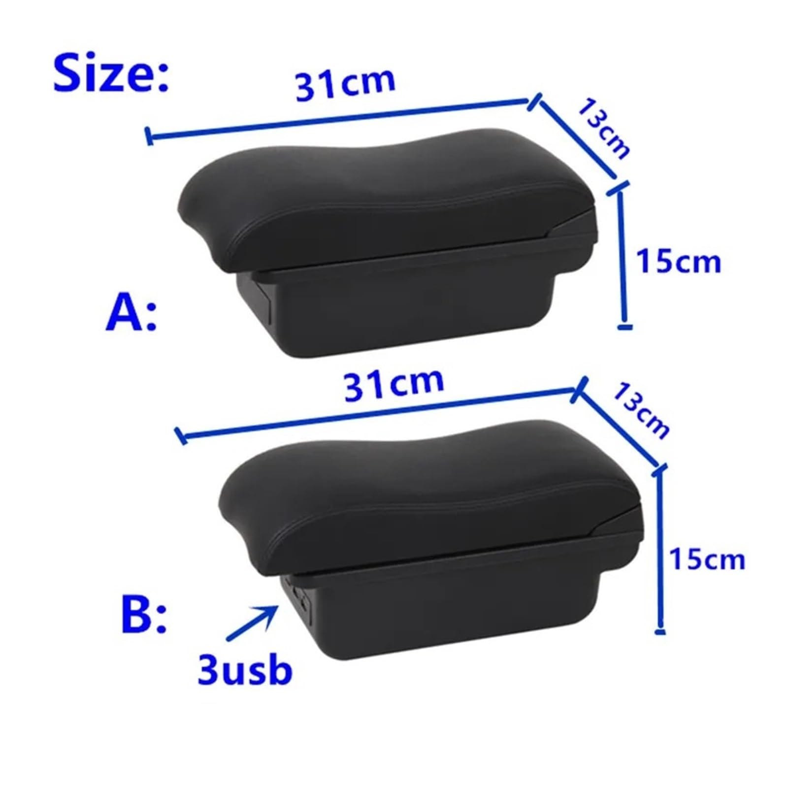 Box Bracciolo Console Centrale Per SUZUKI SX4 2007-2019 Bracciolo Box Storage Dedicato Ricambi Retrofit Accessori Interni Auto Bracciolos centrales auto(A Black line NO USB)