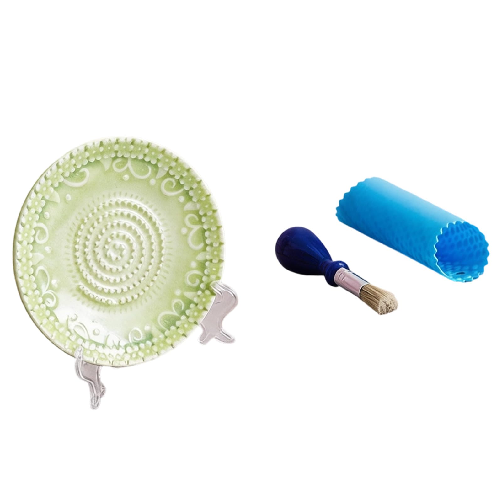 Ceramic Kitchen Grinding Plate Set Manual Garlic Gingers Grater with Grating Dishes, Brush and Peeler Tube Display Stand Garlic Grinding Plate Ceramic Aromatic Grinder Hand Masher Cooking Ingredients
