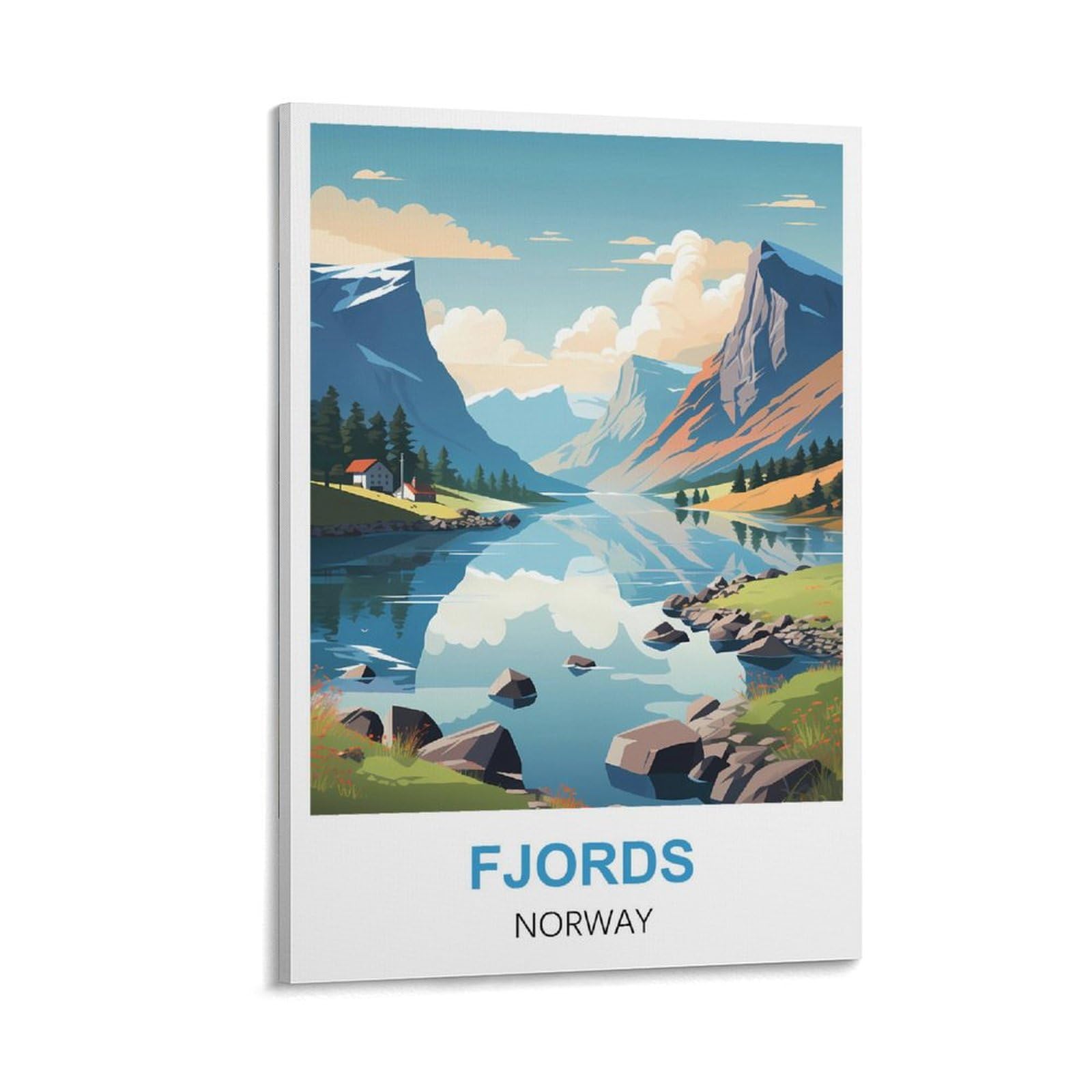 Wgmdoee Frame-Style Fjords Norway Vintage Travel Posters 08X12inch(20X30cm) Canvas Poster Living Room Wall Art Home Decor
