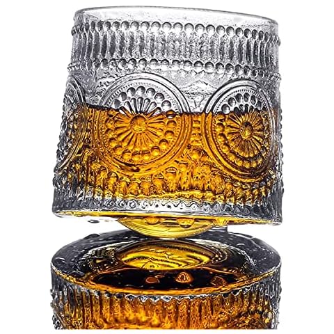 DAWNTREES Whiskey Glass ,320ml European Retro Whisky Glass, Table top can Rotate 360 Degrees, Relax and Decompress for Men Cover