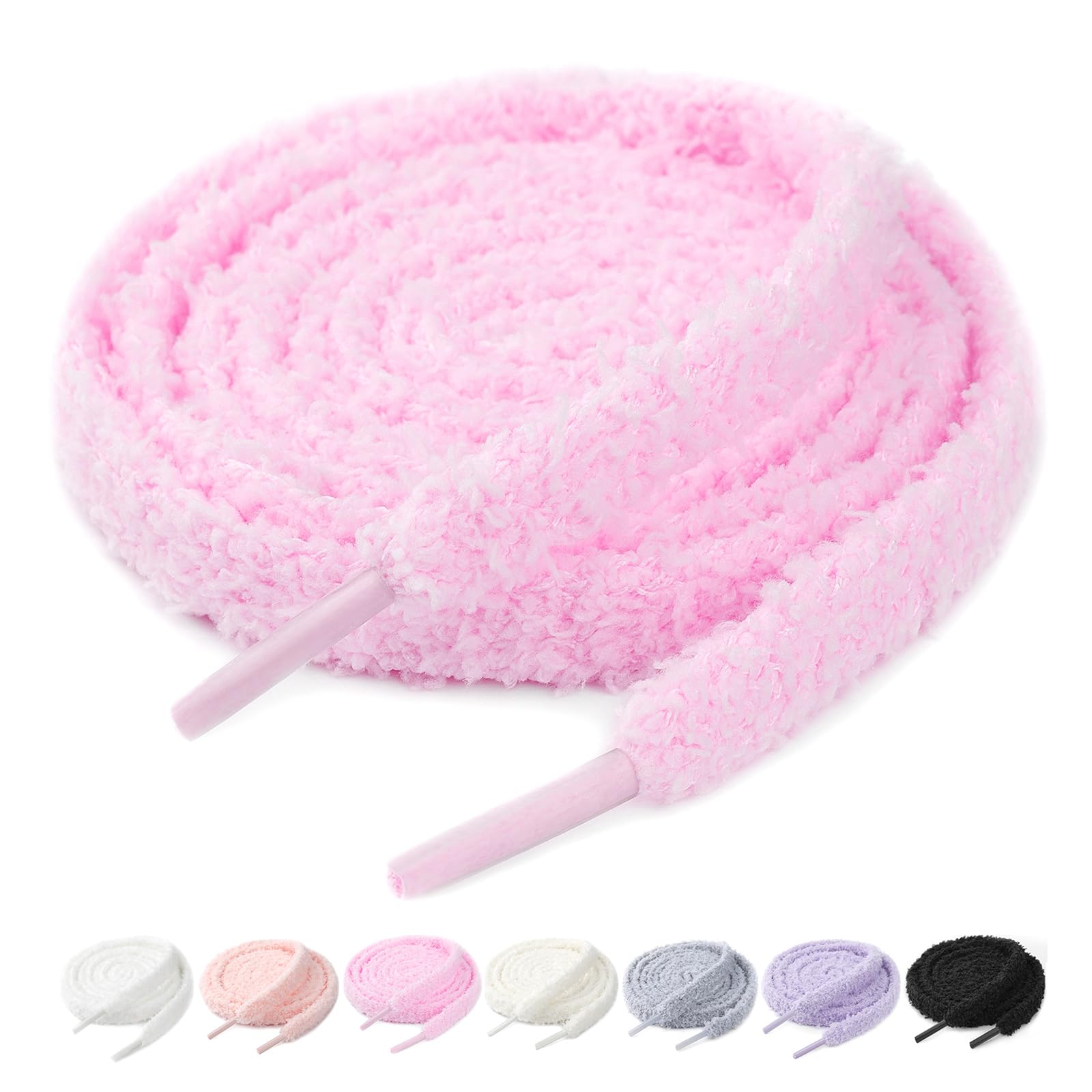 Stepace 2 Pairs Flat Fuzzy Shoe Laces for Sneakers 10mm Wide Thick Shoelaces for Casual Shoes