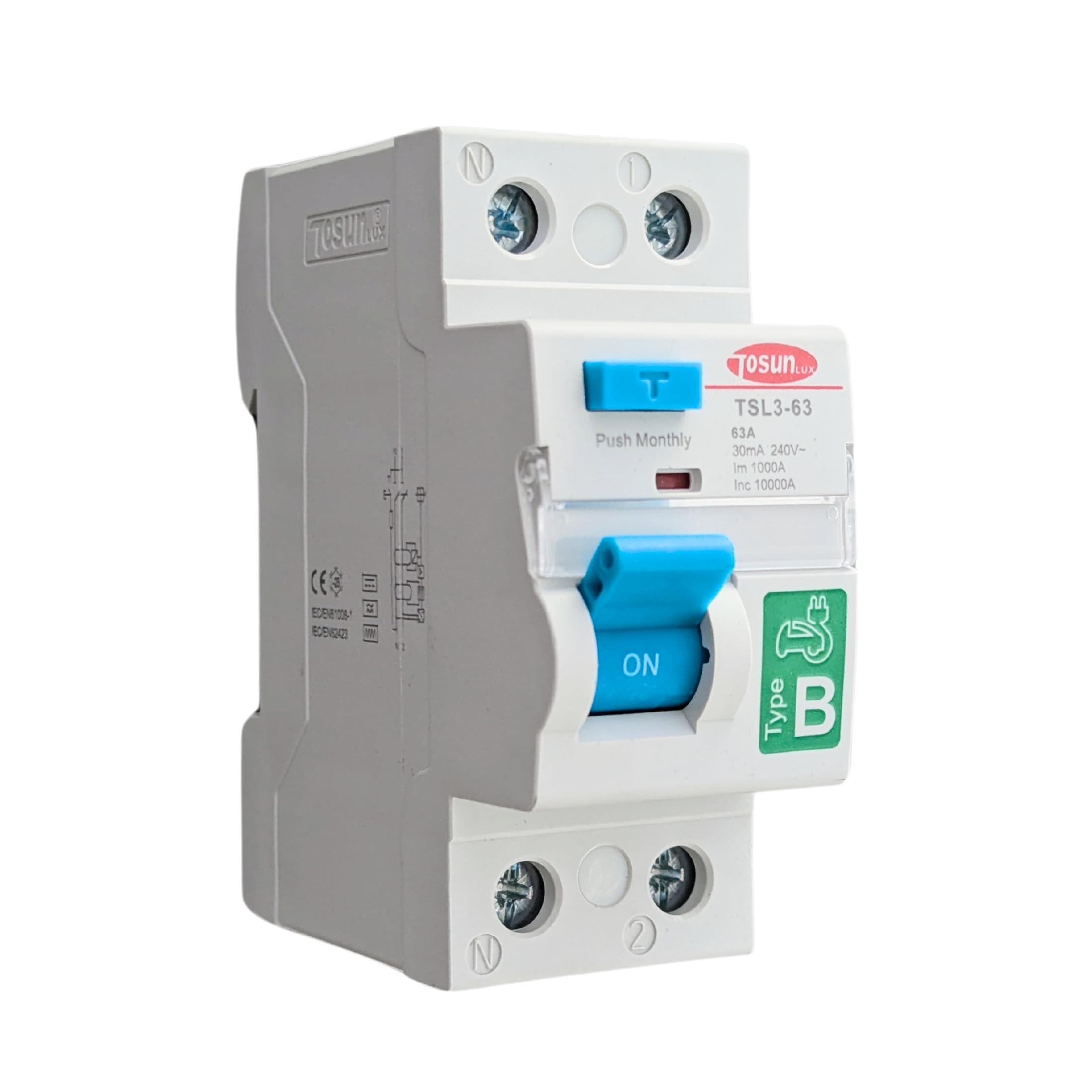 Diferencial Superinmunizado | TSL3-63 | Tipo B | 1P+N 30mA 240V | Capacidad Corte 6kA | Intensidad 63A