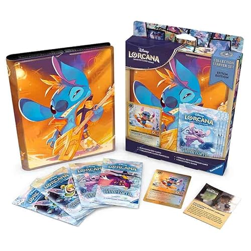 Ravensburger Disney Lorcana TCG: Collection Starter Set - Stitch Edition - Includes 4 Winterspell Booster Packs, Rock Star Card Portfolio and Glimmer Foil Promo - Collector’s Guide