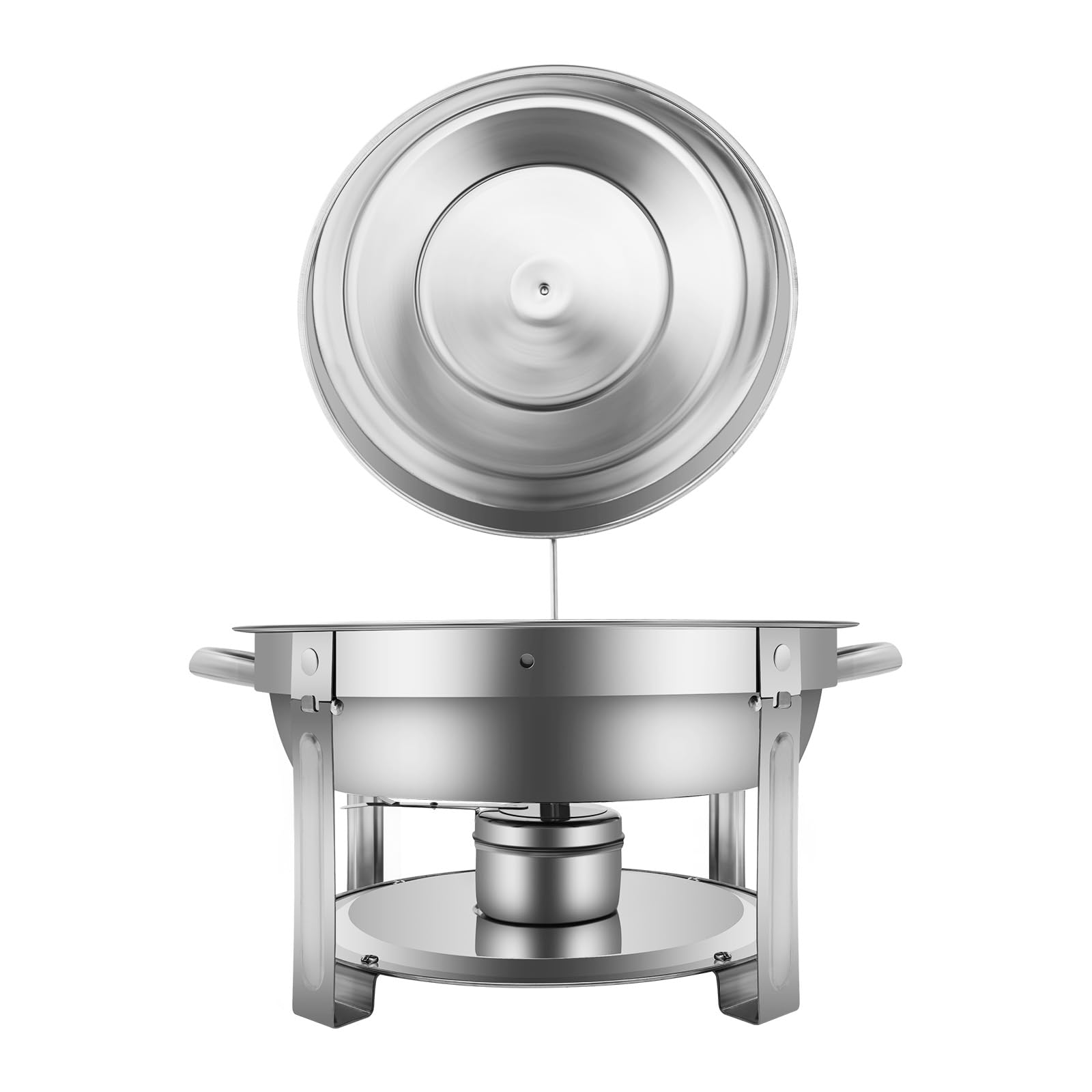 7.5L Edelstahl Rund Chafing Dish, 44 x 26.4CM Speisenwärmer Warmhaltebehälter Wärmebehälter Buffet Behälter mit Brennstoffpastenbehälter Deckel für Catering Hotels Buffets Party Hochzeit