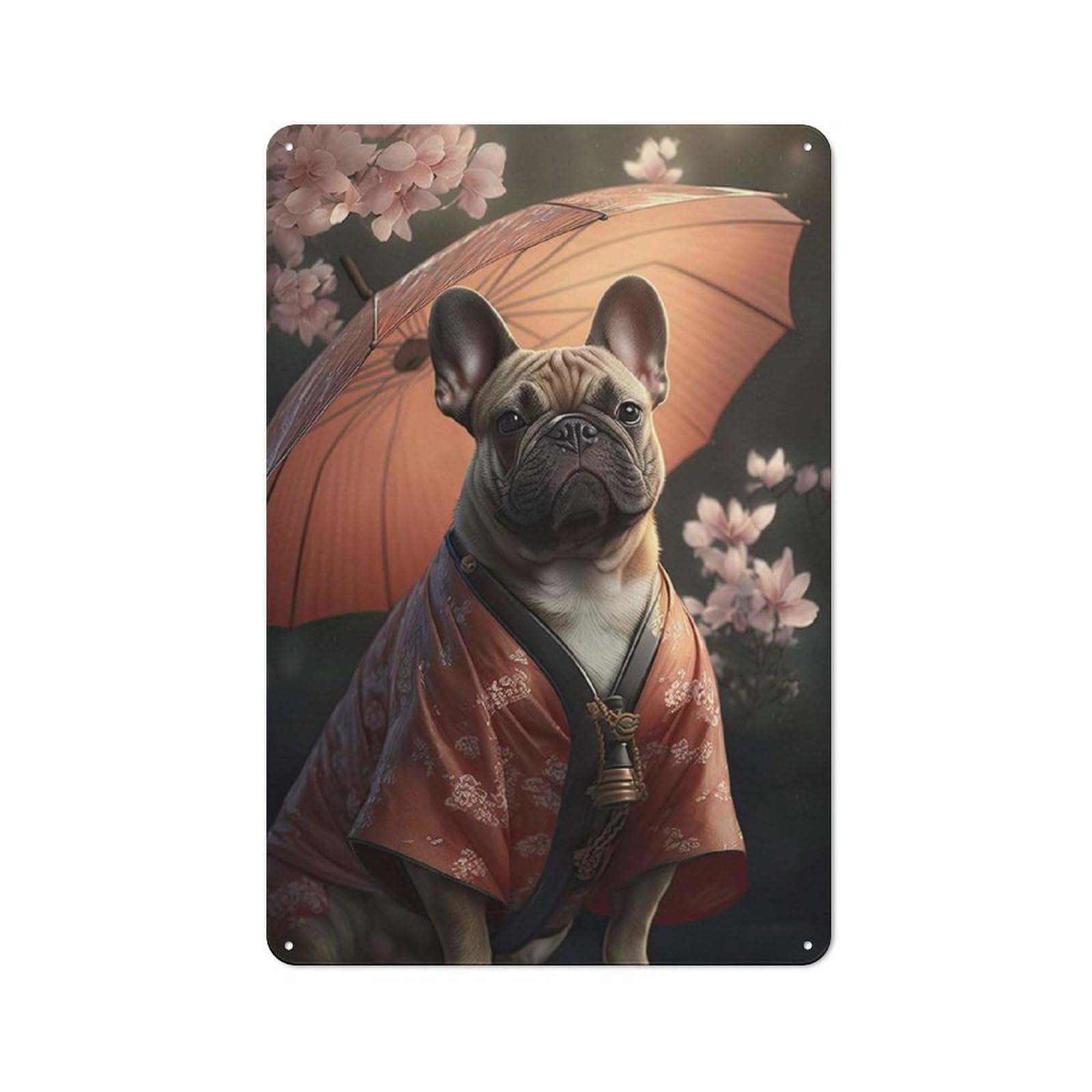 Junmoney Style-14 Fawn French Bulldog Kimono Rustic Metal Sign 30X20cm For Garage Wall, For Everyday Room Decor With A Rustic Look