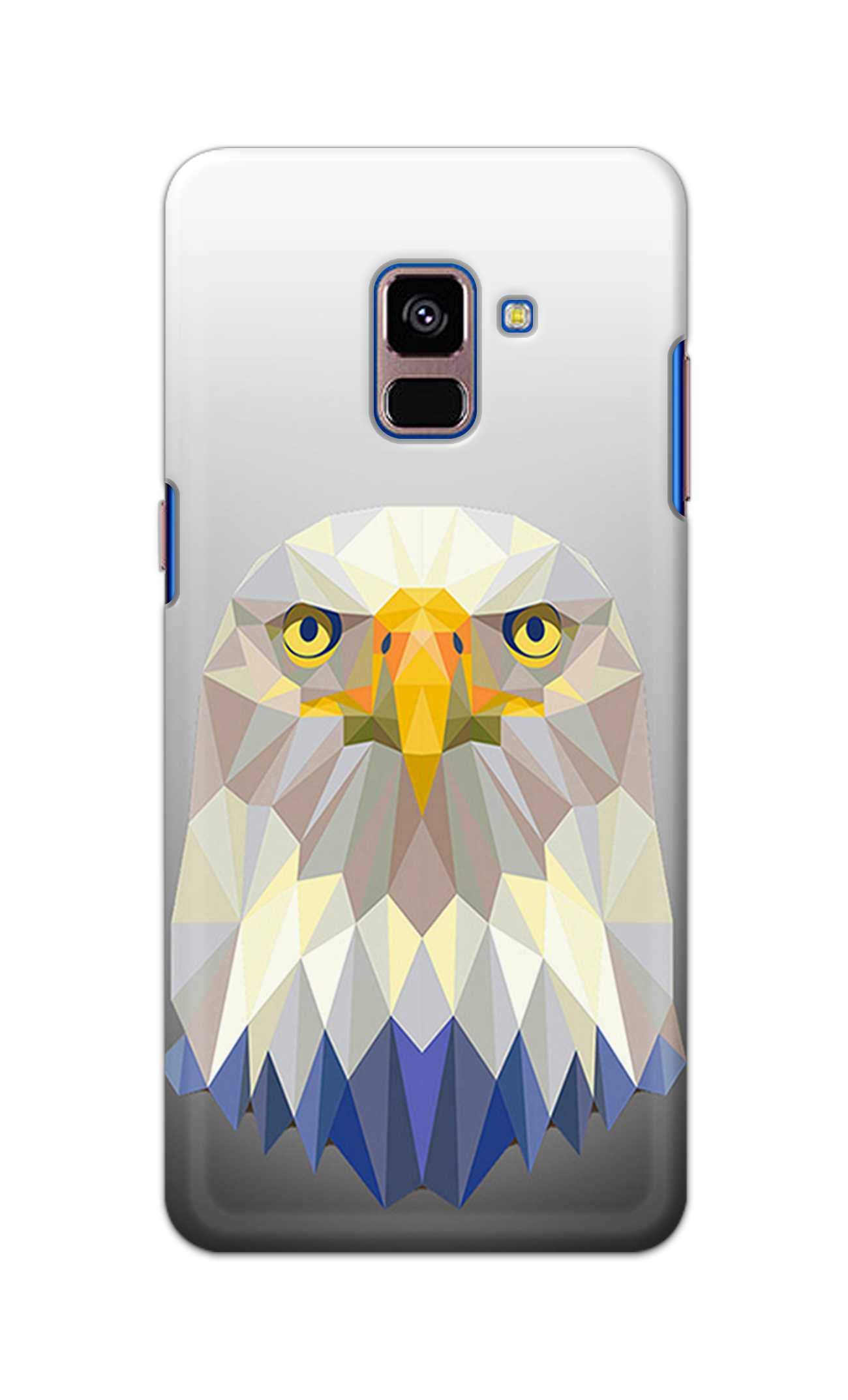 PRINTFIDAA Low Poly Poster with Eagle Vector Illustration Silver Printed Designer Case for Samsung Galaxy A8 Plus (2018), A730F, A730F/DS Back Cover
