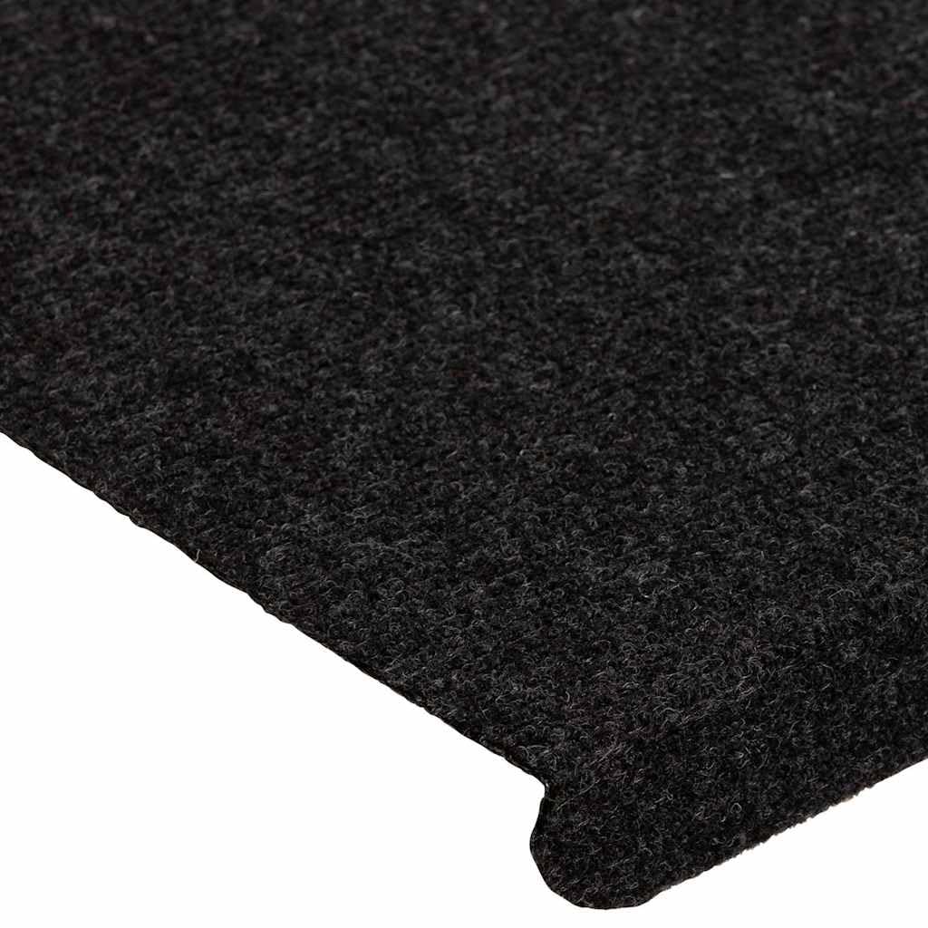 vidaXL Tapis d'Escalier Auto-adhésifs 15 pcs, Protections d'Escalier Antidérapantes, Moquettes de Marches, Couvre-marches, 65x24,5x3,5 cm Noir
