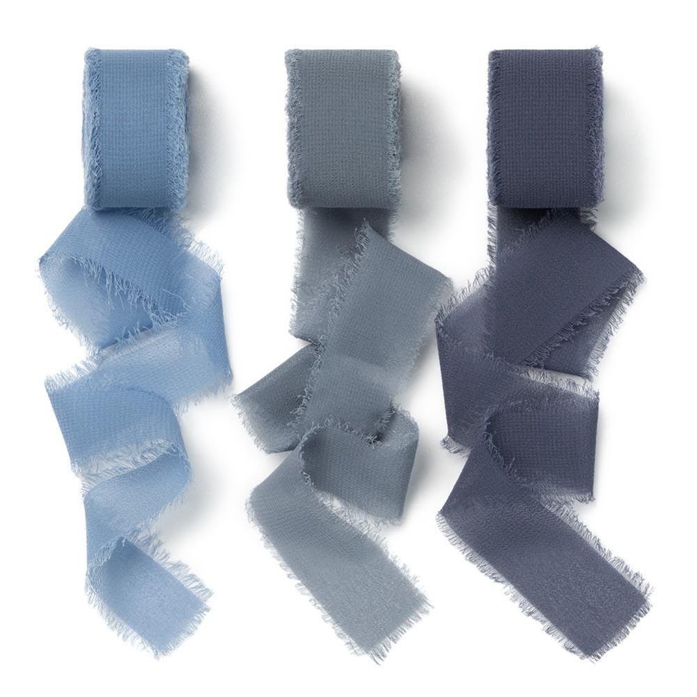 AOKSUNOVA Chiffonband, 2,5 cm x 18,9 m, Geschenkband, Chiffon-Schleifenband, breites Quasten-Hochzeitsband