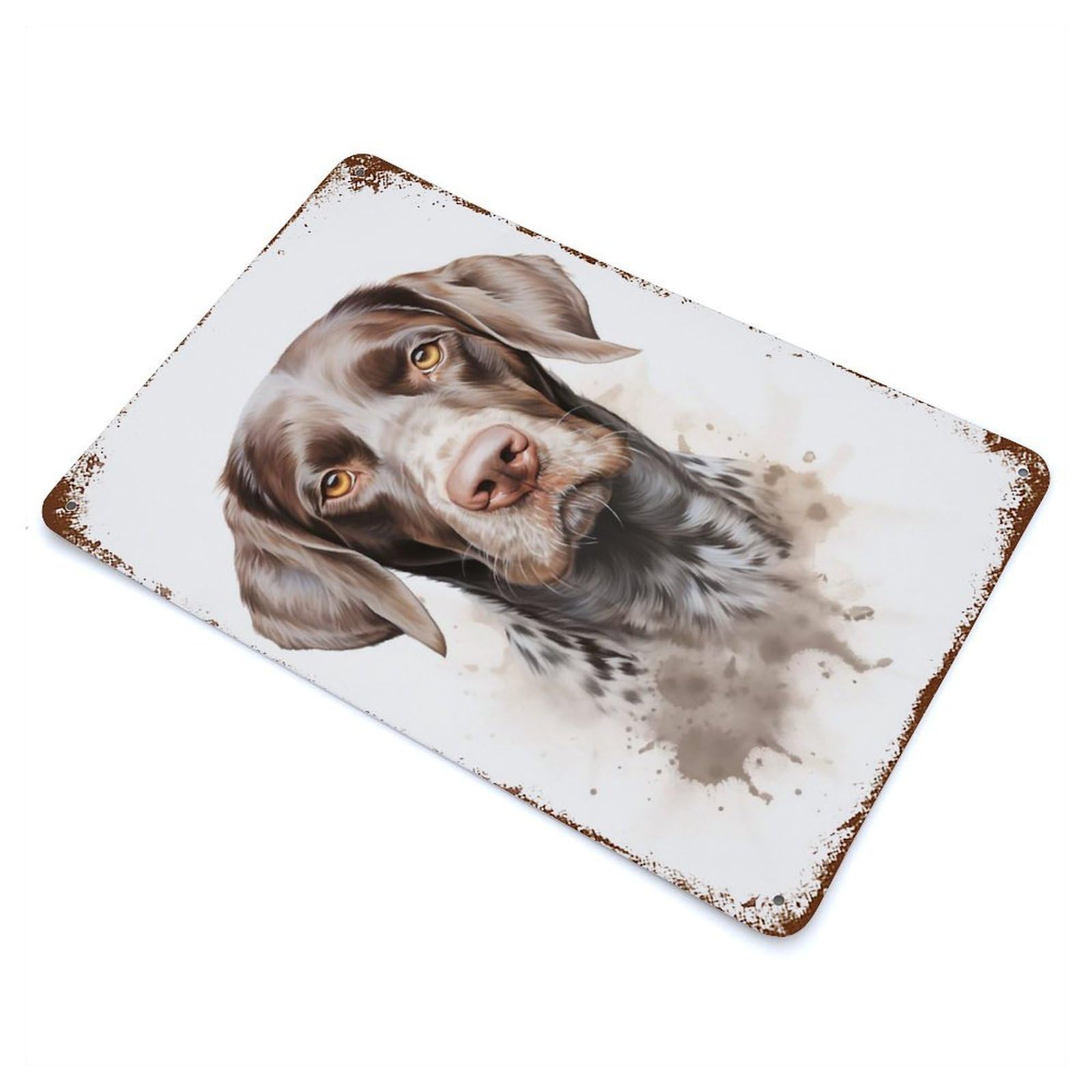 German Shorthaired Dog Rust Effect Tin Sign 11.8"x7.9", Ideal for Shed, Workshop And Garage Wall Decor