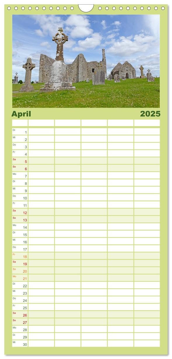 Familienplaner 2025 - Traumhaftes Irland mit 5 Spalten (Wandkalender, 21 cm x 45 cm), CALVENDO: Dublin, Belfast, atemberaubende Landschaften und ... der Grünen Insel Irland. (CALVENDO Orte)