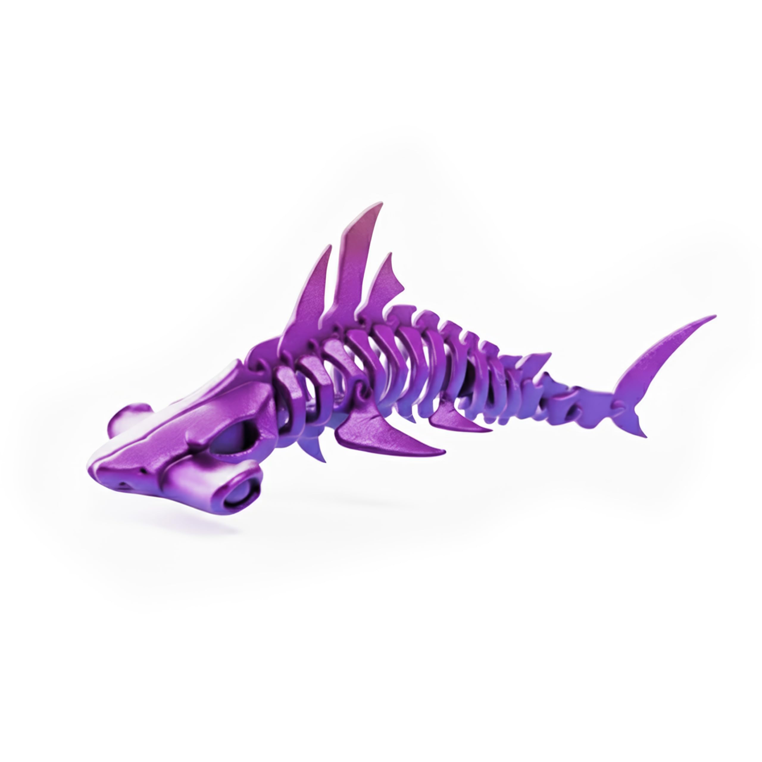 Ruyal Metta 3D Printed Shark Skeleton Fidget Toy - Articulated Stress Relief Toy, Unique 3D Animal Desk Decor, (Purple,L)